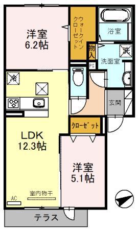 HOUSE S.YII(2LDK/1階)の間取り写真