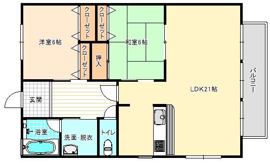 プレジュール桜(2LDK/2階)の間取り写真