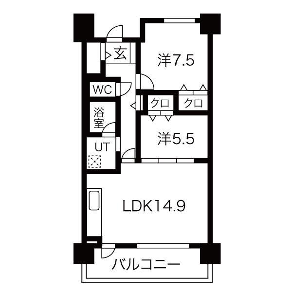 戸部マンション(2LDK/5階)の間取り写真