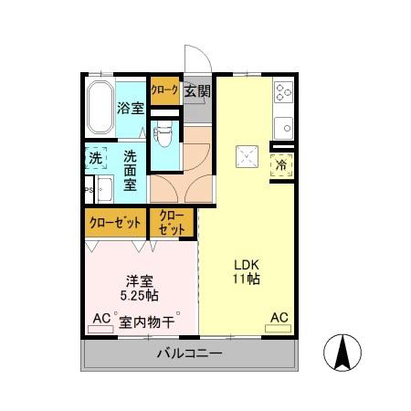 コージーネスト B(1LDK/1階)の間取り写真
