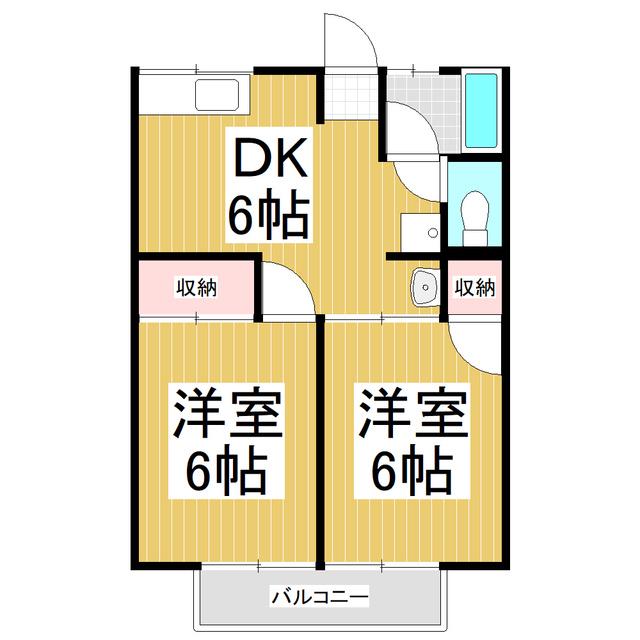 シティハイムみどり(2DK/1階)の間取り写真