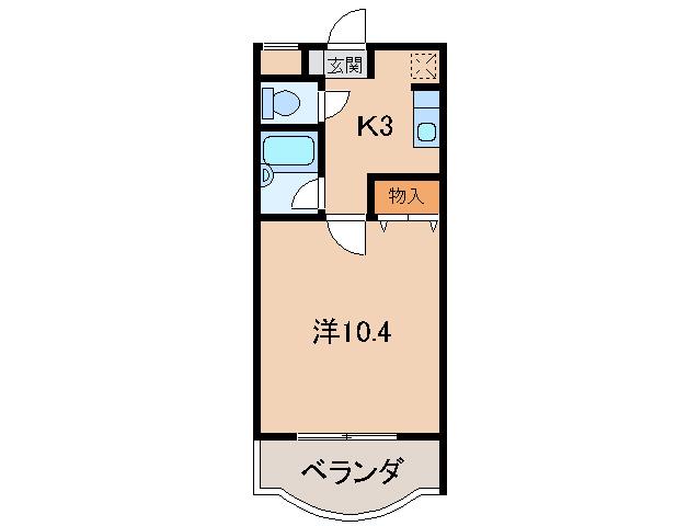 クレスト中津(1K/2階)の間取り写真