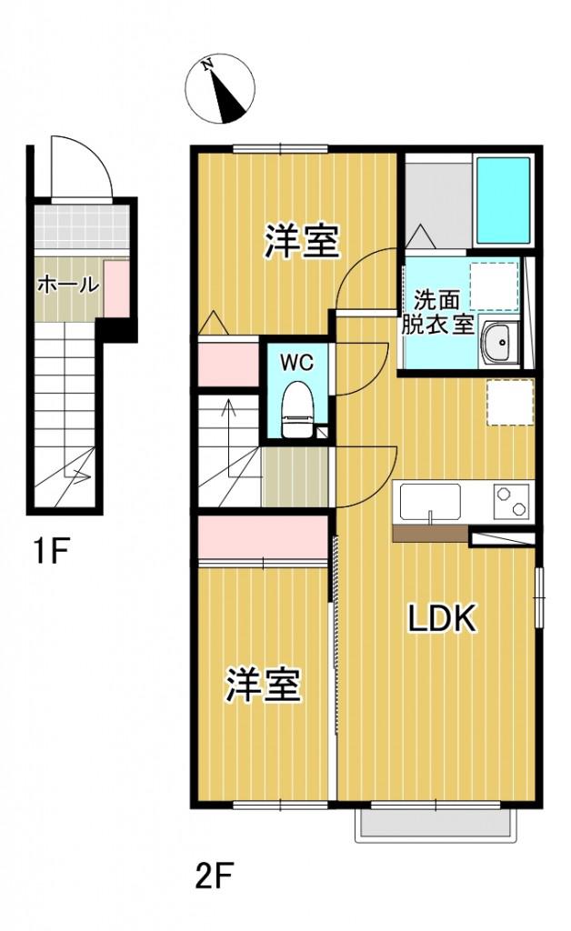 ハイムメゾン八木山南(2LDK/2階)の間取り写真