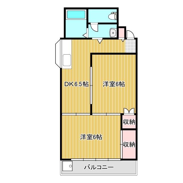 アゼール(2DK/2階)の間取り写真