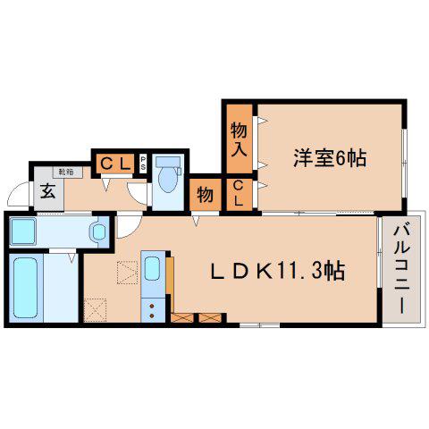 インノバーレ(1LDK/1階)の間取り写真