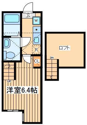 フルムーン(1K/2階)の間取り写真
