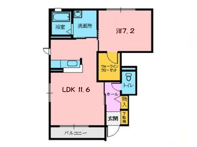 シャーメゾンパルフェ(1LDK/1階)の間取り写真