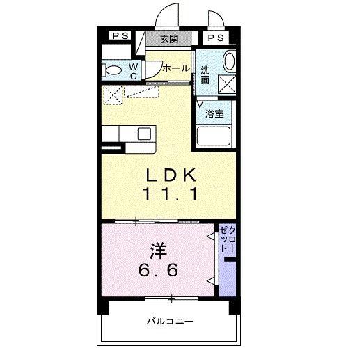 盛プリンセピア(1LDK/3階)の間取り写真