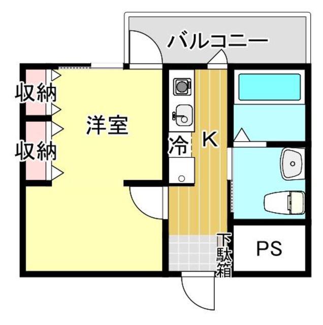 VIP薬院(1K/6階)の間取り写真