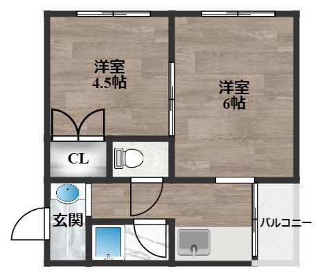 八戸ノ里プラザ(2K/5階)の間取り写真