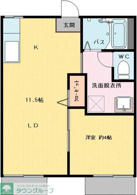 ゆたかコーポ(1LDK/2階)の間取り写真