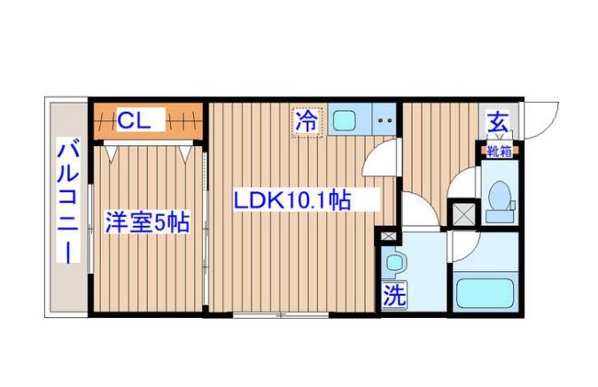 根岸町アパート(1LDK/1階)の間取り写真
