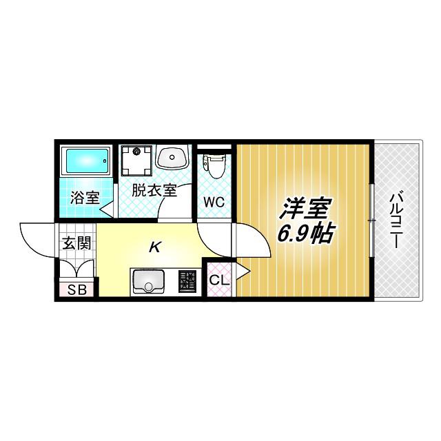 ソレイユII(1K/1階)の間取り写真