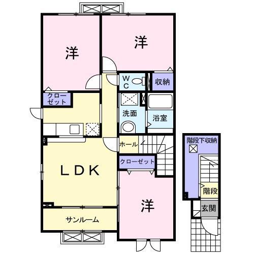 オリーブG(3LDK/2階)の間取り写真