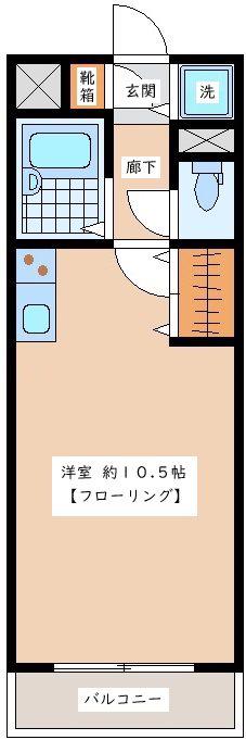 ニューベリーヒルズ(ワンルーム/2階)の間取り写真