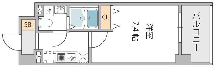 ベルトピア門口(1K/4階)の間取り写真