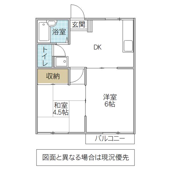 イーストハイツA(2DK/2階)の間取り写真