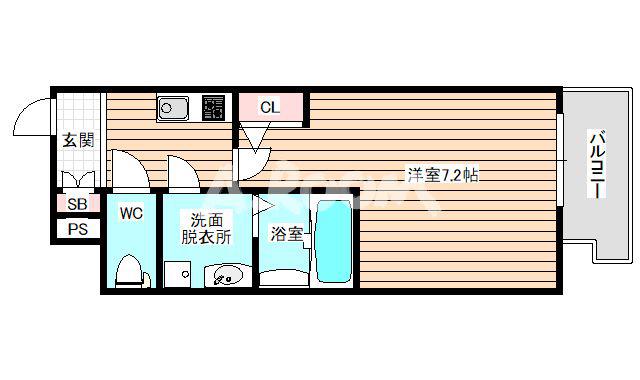アドバンス西梅田Ⅲエミネンス(1K/7階)の間取り写真