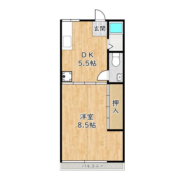 平井マンション(1DK/3階)の間取り写真