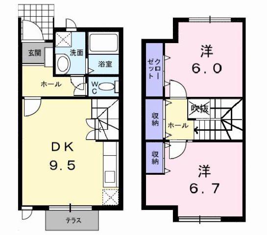 リツゲンA.T(2DK/1階)の間取り写真
