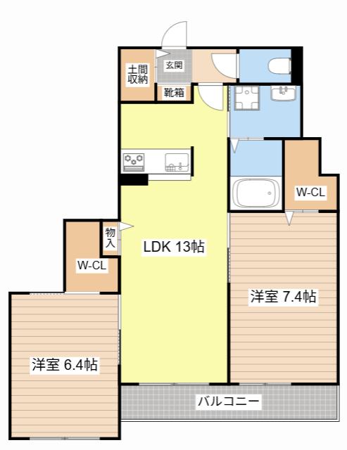 サントル(2LDK/3階)の間取り写真