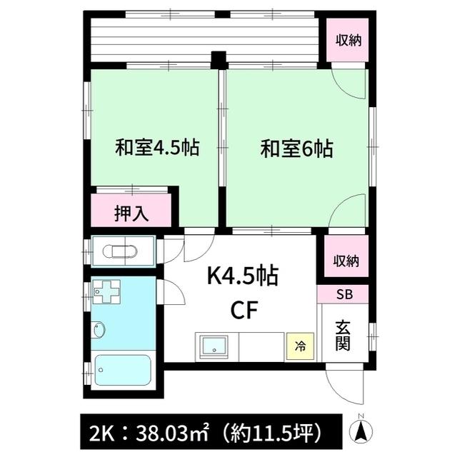 長束マンション(2K/4階)の間取り写真