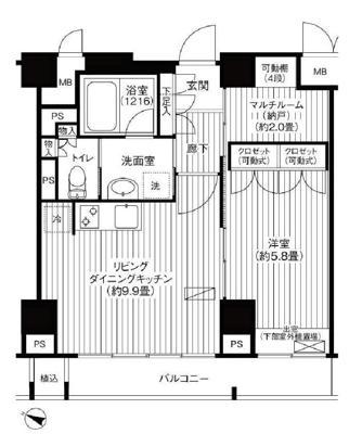 モン・ヴィラージュ仙川(1SLDK/6階)の間取り写真
