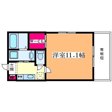 メープル大和田(1K/1階)の間取り写真