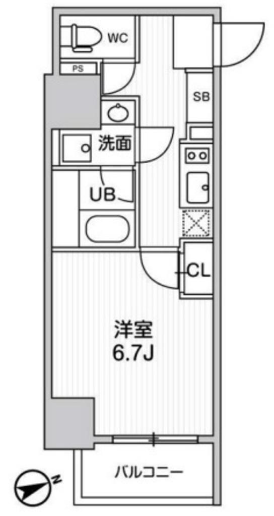 GRACIA PLACE ASAKUSABASHIグラシアプレ(1K/4階)の間取り写真
