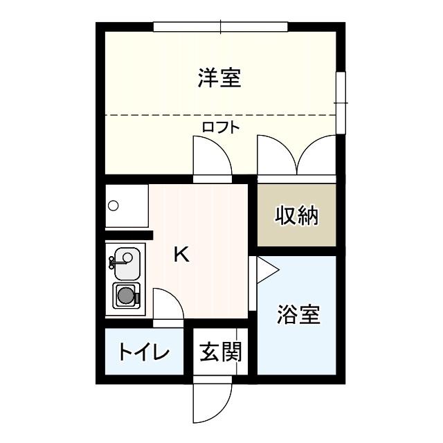 アパルトマン庄内幸町(1K/1階)の間取り写真