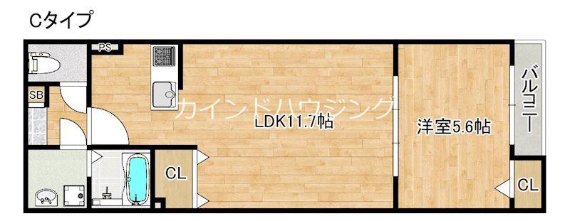 セジュール元町(1LDK/3階)の間取り写真