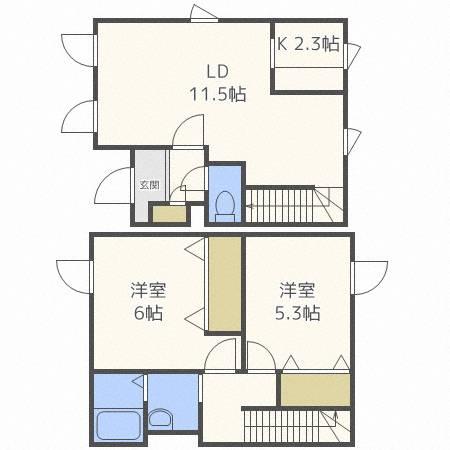 アルザス(2LDK/1階)の間取り写真
