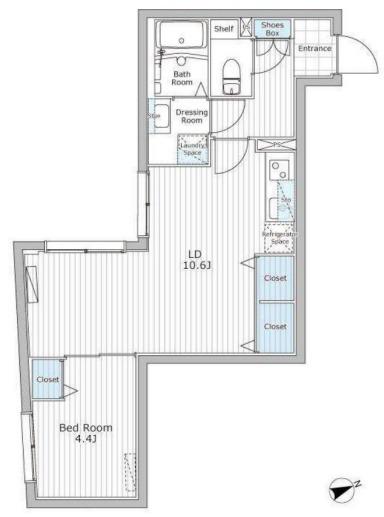 レジデンス市谷仲之町(1LDK/2階)の間取り写真
