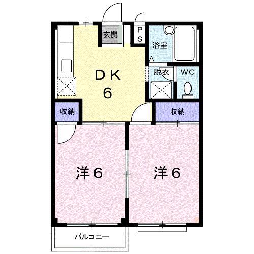 ミューズ松本I(2DK/2階)の間取り写真