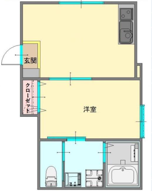 プラチナブルーム月島(1DK/1階)の間取り写真