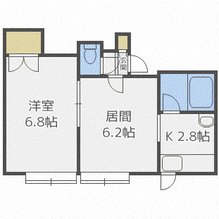 フラワー豊平(1LDK/2階)の間取り写真