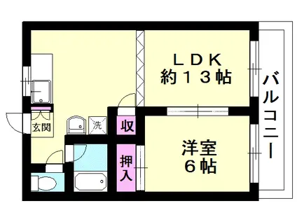 エスエスハイツ(1LDK/2階)の間取り写真