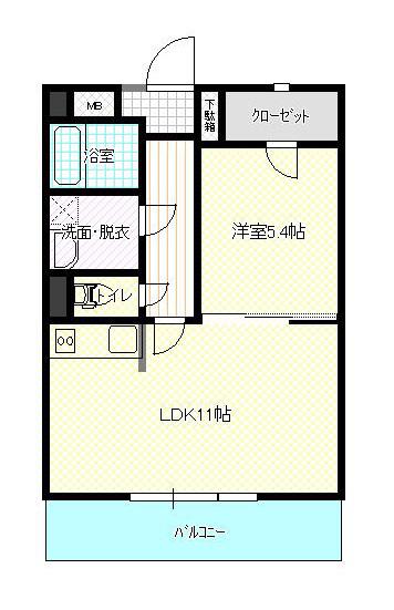 グリーンエステート(1LDK/1階)の間取り写真