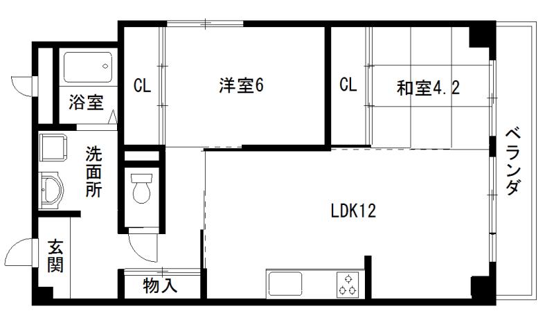 サンシャインハイツII(2LDK/10階)の間取り写真