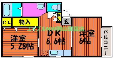 フェニックスD(2DK/2階)の間取り写真