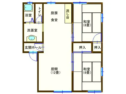 ラフォーレ山川8(2LDK/1階)の間取り写真