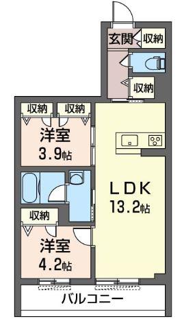 プレステージ柏陽A棟 積水ハウスシャーメゾンマンション(2LDK/3階)の間取り写真