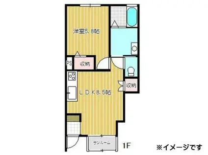 タイアカーザ(1LDK/1階)の間取り写真