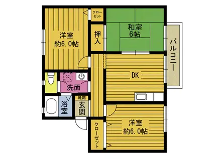 セジュール新別府(3DK/2階)の間取り写真