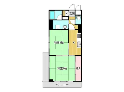 パルナス(2K/6階)の間取り写真