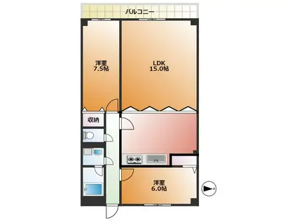 アパートメントカヤ田園調布(2LDK/2階)の間取り写真