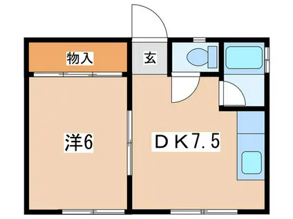 八幡山ハイツ2号棟(1DK/1階)の間取り写真