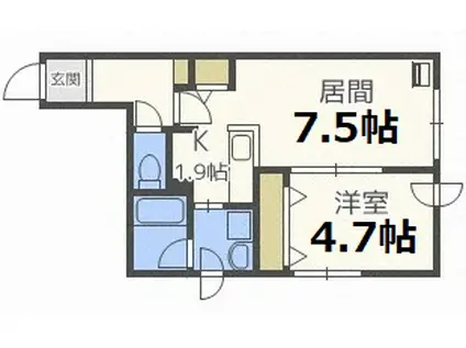 クラヴィス(1LDK/4階)の間取り写真