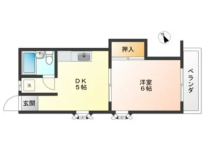 ウッディハイム(1DK/2階)の間取り写真