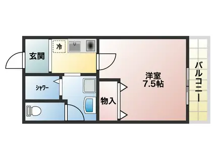 グロースコート恵我ノ荘(2DK/3階)の間取り写真